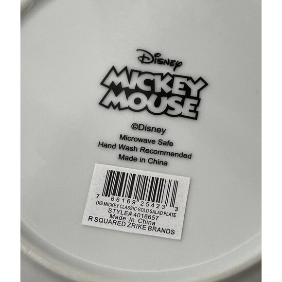 MICKEY MOUSE CLASSIC GOLD 8” Salad Plate Gold Heads Rim Bone China Dinner ware - Picture 4 of 7